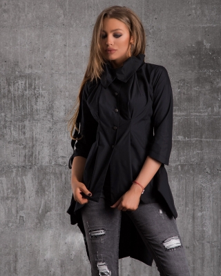 Olympia Asymmetric Shirt, Black Color