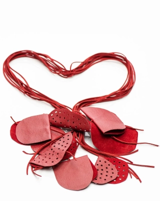 Rosso Leather Necklace, Red Color