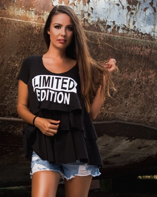 Moonlight Frill Top, Black Color