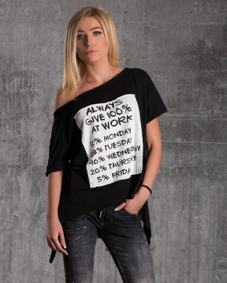 Relaxed-Fit Top With A Bow, Black Color