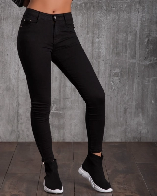 Jasmine Zip Cuff Trousers, Black Color