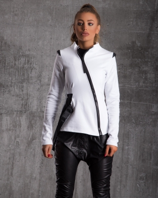 Reserve Jacket With Asymmetric Zip Closure, White Color