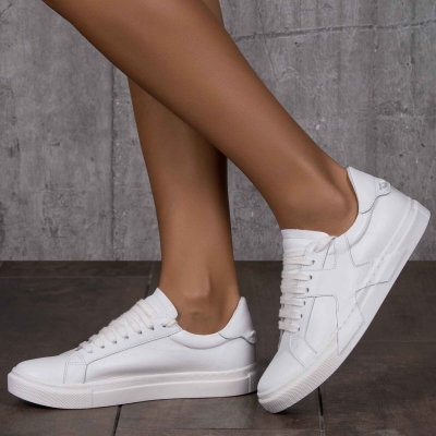Expose Sneakers With X-Shaped Accent, White Color