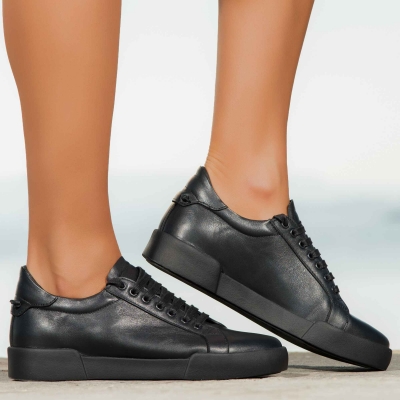 Denver leather sneakers, Black Color