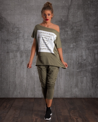Positive Vibes Two-Piece Set, Green Color