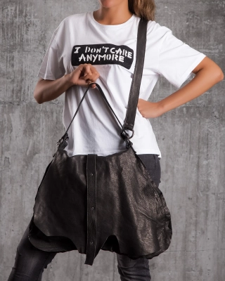 Ravenna Leather Bag, Black Color