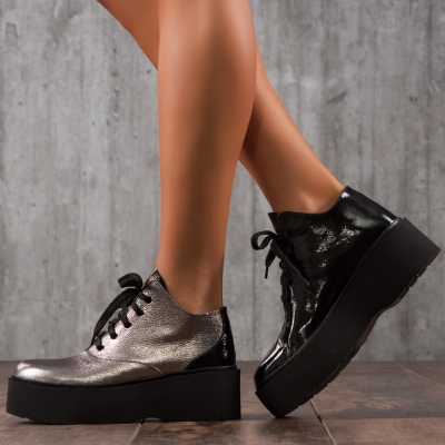 Angie Chunky Sole Boots, Multicolored 40 black/silver