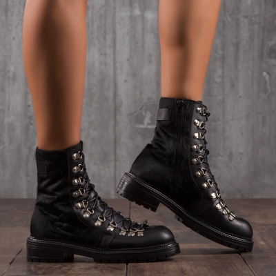 Modesto Leather Boots, Black Color