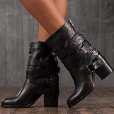 Marsala Heeled Boots, Black Color
