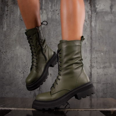 Las Vegas Leather Boots, Green Color
