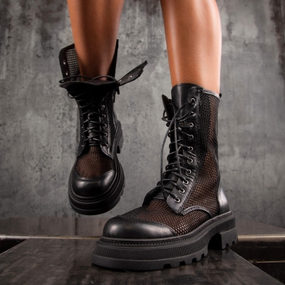 Lea Net Boots, Black Color
