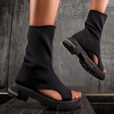 Smokey Open Boots, Black Color