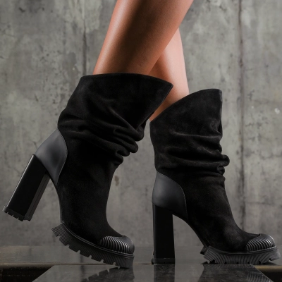 Around Heeled Boots, Black Color