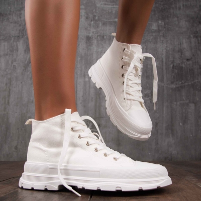 Mood Lace-Up Sneakers, White Color