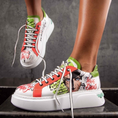 Brainstorm Graphic Sneakers, White Color