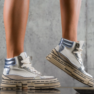 On The Rocks Sneakers, White/Silver Color