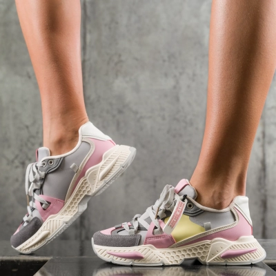 Balance Is Key Trainers, Grey/Pink Color