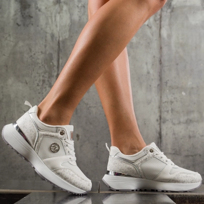 Specific Faux Leather Trainers, White Color