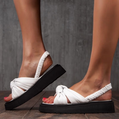 Melody Leather Sandals, White Color