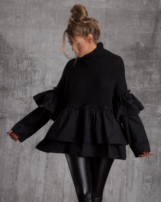 Grand Two-Fabric Top, Black Color 38 black