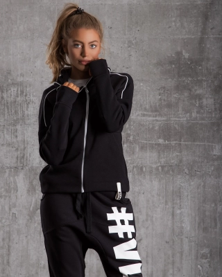 Duo Zip-Up Hoodie, Black Color