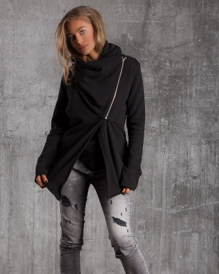 Mulholland Zipped Sweatshirt, Black Color