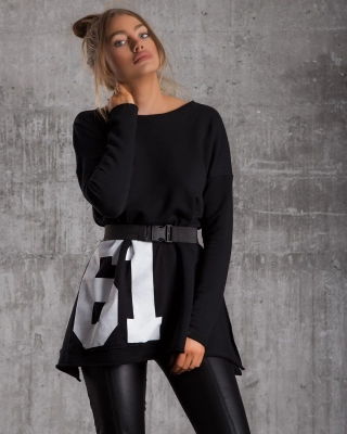 Evasion Top With A Belt, Black Color