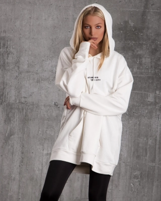 Metropolitan Long Hoodie, White Color