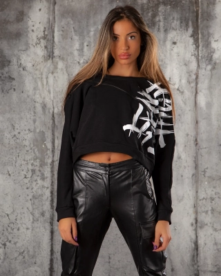 Manilla Graphic Sweatshirt, Black Color