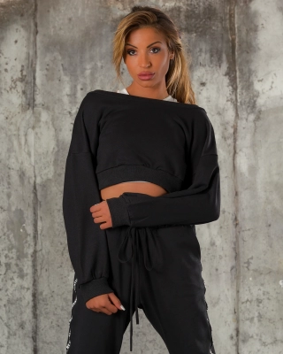 Benefit Cropped Sweatshirt, Black Color