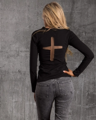 Omega Top With Mesh Accent, Black Color