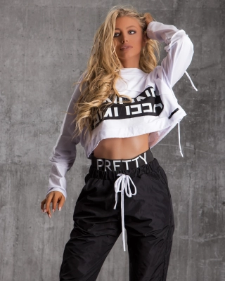 Online/Offline Crop Top, White Color