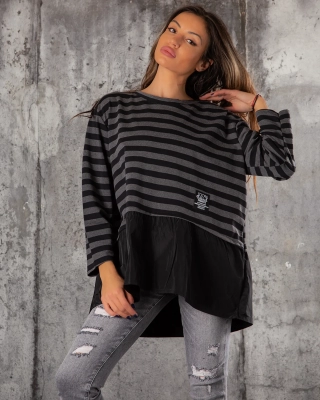 Kinsley Striped Top, Grey Color