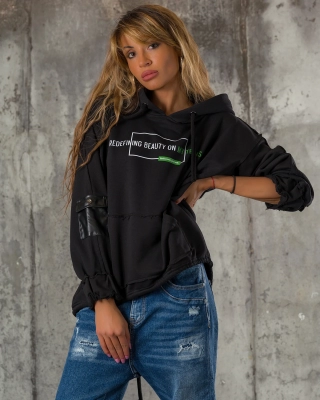 Design Graphic Hoodie, Black Color