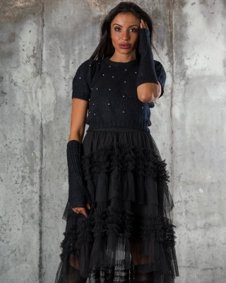 Degree Top With Cuffs, Black Color
