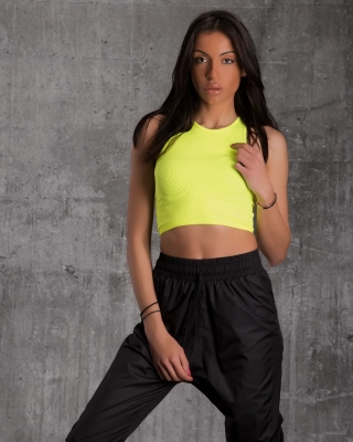 Ice Cream Ribbed Crop Top, Yellow Color