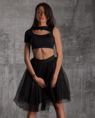 Monaco Asymmetric Top, Black Color