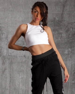 Surpass Ribbed Crop Top, White Color