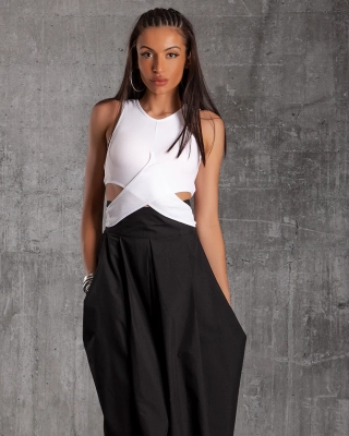 Montevideo Ribbed Top, White Color