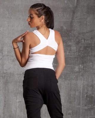 Adelaide Ribbed Tank Top, White Color