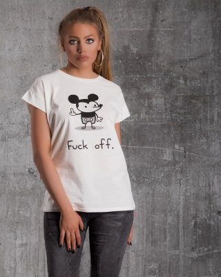 Bad Mickey Tee, Cream/Ecru Color