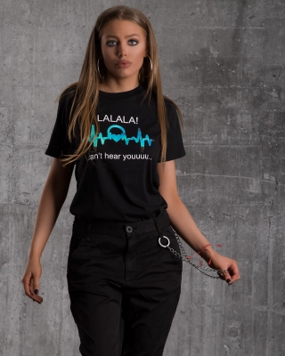 Love Songs T-Shirt With Iridescent Details, Black Color
