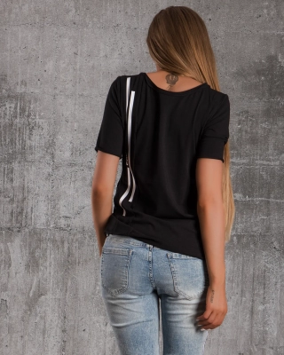 La Villa Short-Sleeve Top, Black Color