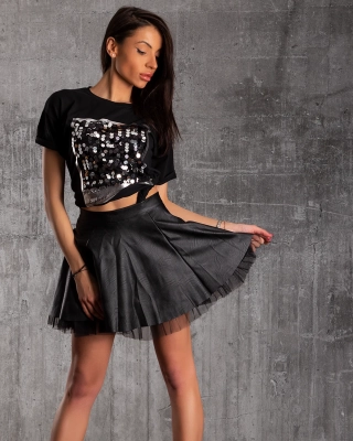 Beautiful Day T-Shirt With Sequins, Black Color