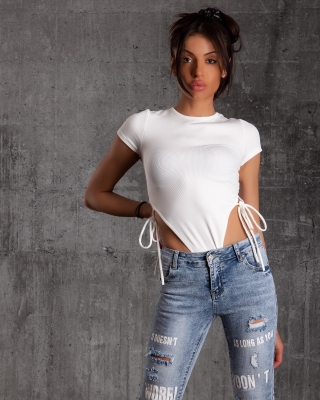 Galaxy High-Leg Bodysuit, White Color