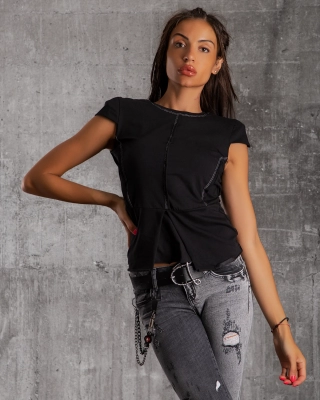 Rival Top With Shoulder Pads, Black Color