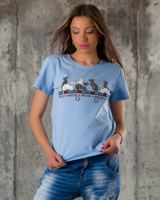 Feline T-Shirt, Blue Color