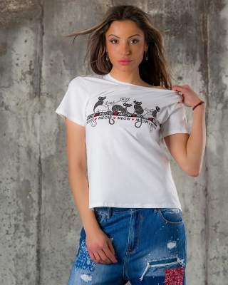 Feline T-Shirt, White Color
