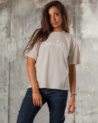 Smile T-Shirt, Taupe Color