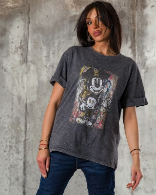 Graffiti Mickie T-Shirt, Grey Color